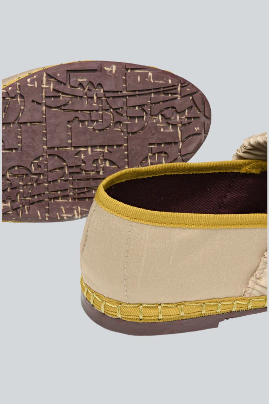 Zapato Ballerina nude tela y lino con suela de caucho